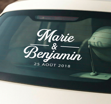 Adesivo per auto nomi personalizzati matrimonio - TenStickers