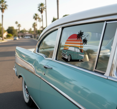 Adesivo per auto palme al tramonto vintage - TenStickers