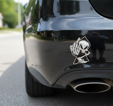 Adesivo per auto scheletro con dito medio - TenStickers
