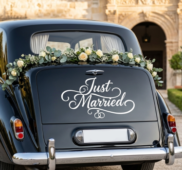Adesivo per auto scritta corsiva "appena sposati" - TenStickers
