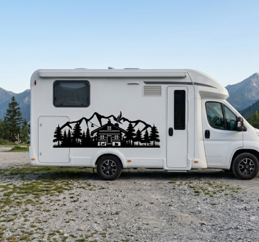 Adesivo per auto silhouette di cabin in montagna - TenStickers