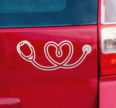 Adesivo per auto stetoscopio cuore - TenStickers