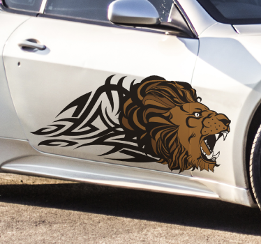 Adesivo per auto testa di leone tribale - TenStickers