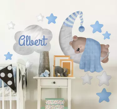 Adesivo con orsetto e nome personalizzabile - TenStickers