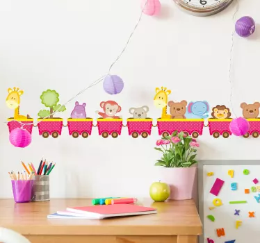 Adesivo per bambini trenino animali - TenStickers