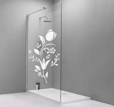 Adesivo per box doccia componente flora elegante - TenStickers