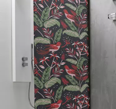 Adesivo per box doccia concetto uccelli botanici - TenStickers