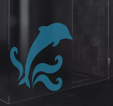 Adesivo per box doccia Delfino che salta - TenStickers