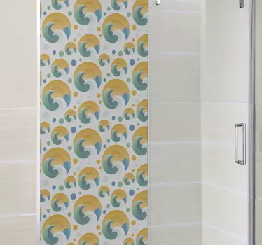 Adesivo per box doccia design a onde - TenStickers