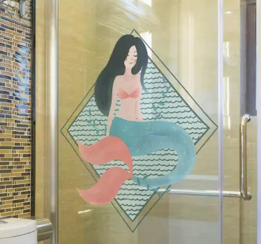 Adesivo per box doccia design grafico sirena - TenStickers