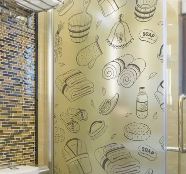 Adesivo per box doccia elementi spa rilassanti - TenStickers