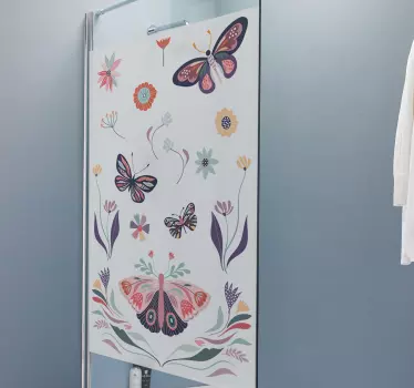 Adesivo per box doccia emblema farfalla vivace - TenStickers