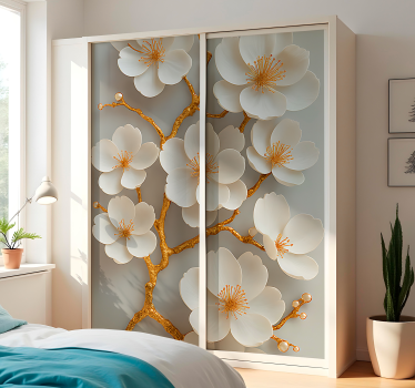Carta adesiva per mobili fiori di ciliegio dorati - TenStickers
