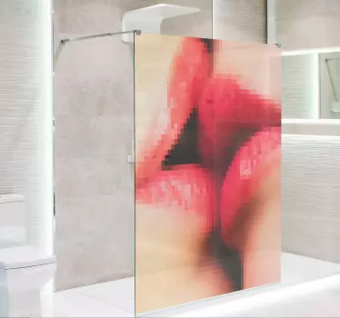 Adesivo per box doccia illustrazione del bacio - TenStickers
