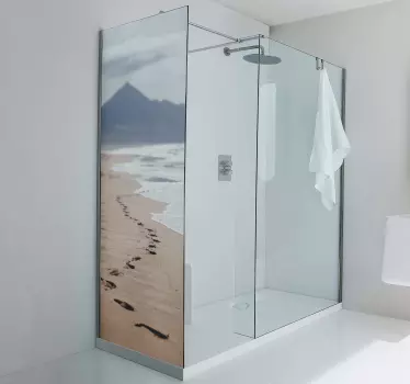 Adesivo per box doccia impronte sulla spiaggia - TenStickers