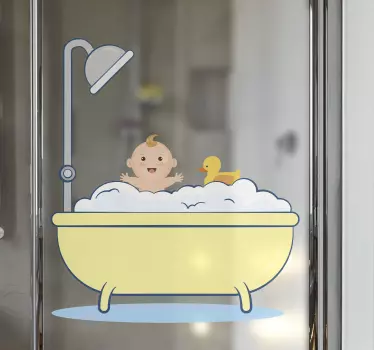 Adesivo per box doccia momenti di bagnetto carino - TenStickers
