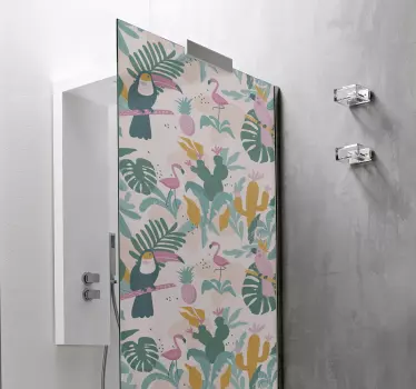Adesivo per box doccia motivo flora tropicale - TenStickers