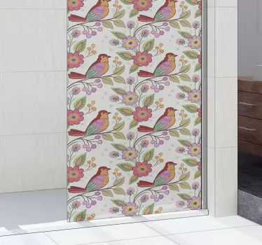Adesivo per box doccia motivo uccelli colorati - TenStickers