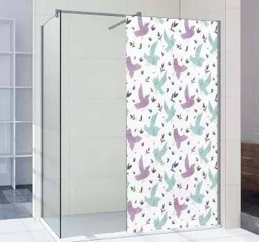 Adesivo per box doccia motivo uccelli vivaci - TenStickers