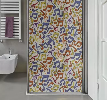 Adesivo per box doccia note musicali colorate - TenStickers