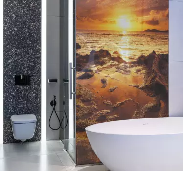 Adesivo per box doccia paesaggio nuvoloso al tramonto - TenStickers