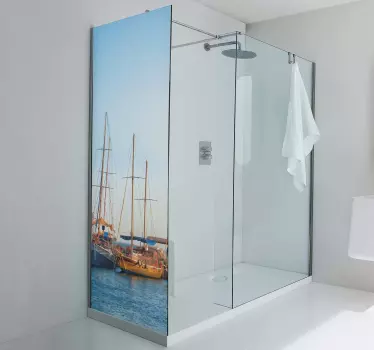 Adesivo per box doccia scena di barche a vela - TenStickers