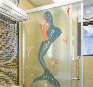 Adesivo per box doccia scena subacquea sirena - TenStickers