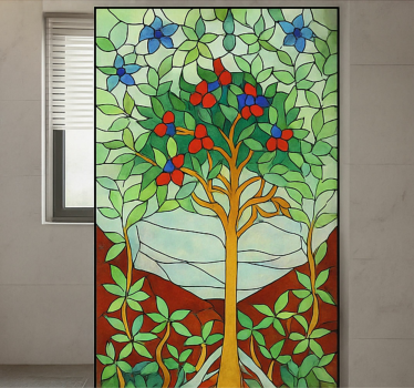 Adesivo per box doccia vetrate colorate ad albero - TenStickers