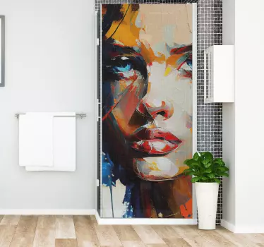 Adesivo per box doccia viso pittura colorata  - TenStickers