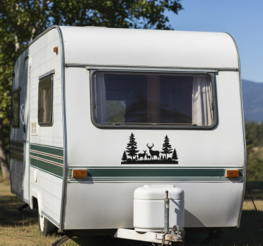Adesivo per camper famiglia di cervi nel bosco - TenStickers