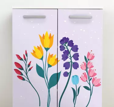 Carta adesiva per mobili composizione di fiori colorati - TenStickers