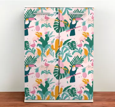 Carta adesiva per mobili paradiso degli uccelli tropicali - TenStickers
