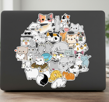 Adesivo per laptop adesivi felini adorabili - TenStickers