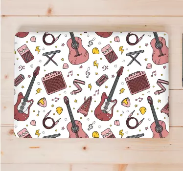 Adesivo per laptop chitarra ed elementi musicali - TenStickers
