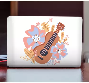 Adesivo per laptop composizione floreale musicale - TenStickers