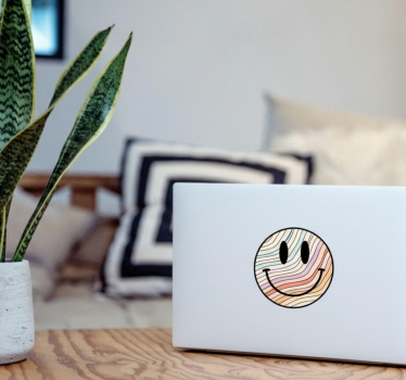 Adesivo per laptop faccina sorridente psichedelica - TenStickers