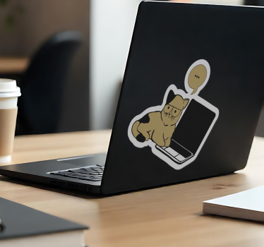 Adesivo per laptop gatto marrone che pensa - TenStickers