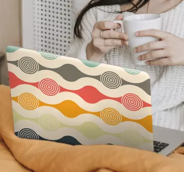 Adesivo per laptop motivi curvi vibranti - TenStickers