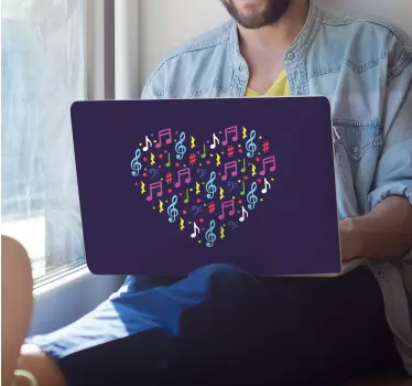 Adesivo per laptop note di cuore colorate - TenStickers