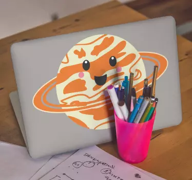Adesivo per laptop personaggio pianeta felice - TenStickers
