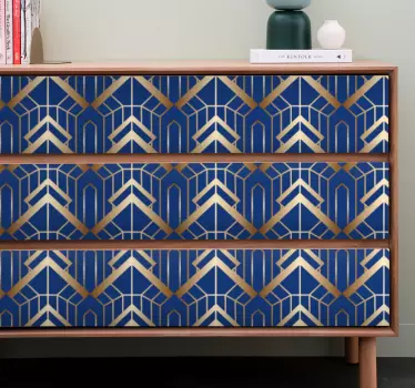 Adesivo per mobile Arte moderna motivo decorativo blu e dorato - TenStickers