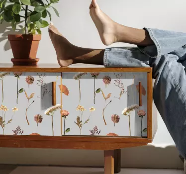 Carta adesiva per mobili foglia di fiori secchi fantasia - TenStickers