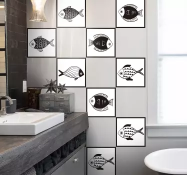 Adesivo bagno piastrelle modello di pesce - TenStickers