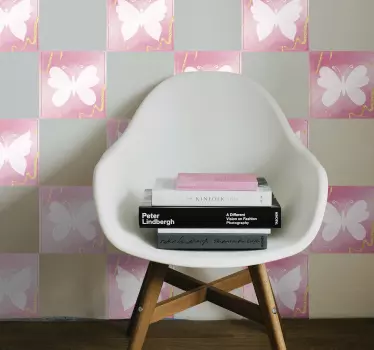 Adesivo per piastrella Farfalle rosa - TenStickers