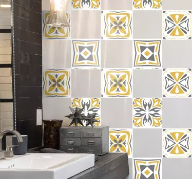 Adesivo per piastrella giallo e grigio - TenStickers