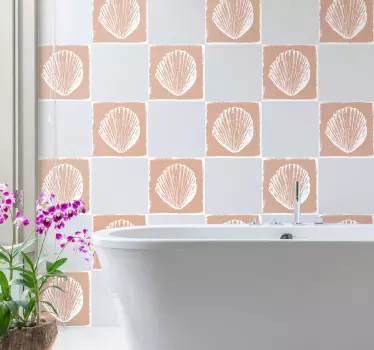 Adesivo per piastrella Modello retrò conchiglia beige - TenStickers