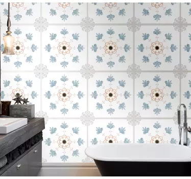 Adesivo per piastrelle motivo mosaico floreale - TenStickers