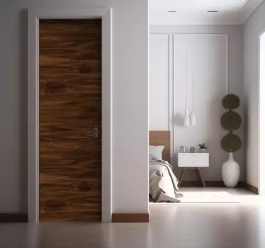 Adesivo per porta effetto legno marrone - TenStickers