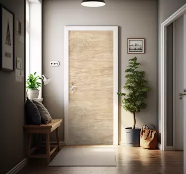 Adesivo per porta effetto legno paglia - TenStickers