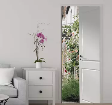 Adesivo per porta giardino con rose - TenStickers